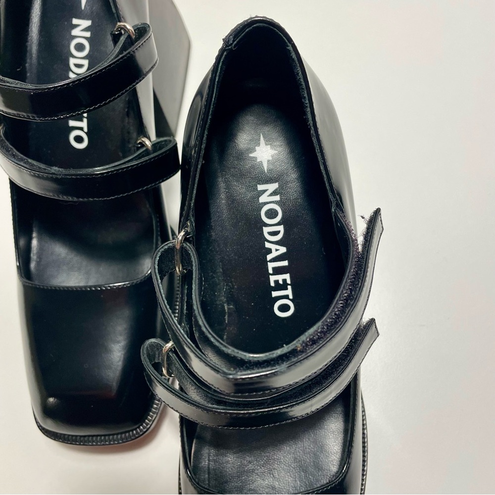 NODALETO Bulla Babies Mary Jane Platform Heels | Black Gloss Leather | EU 38 - Picture 9 of 11
